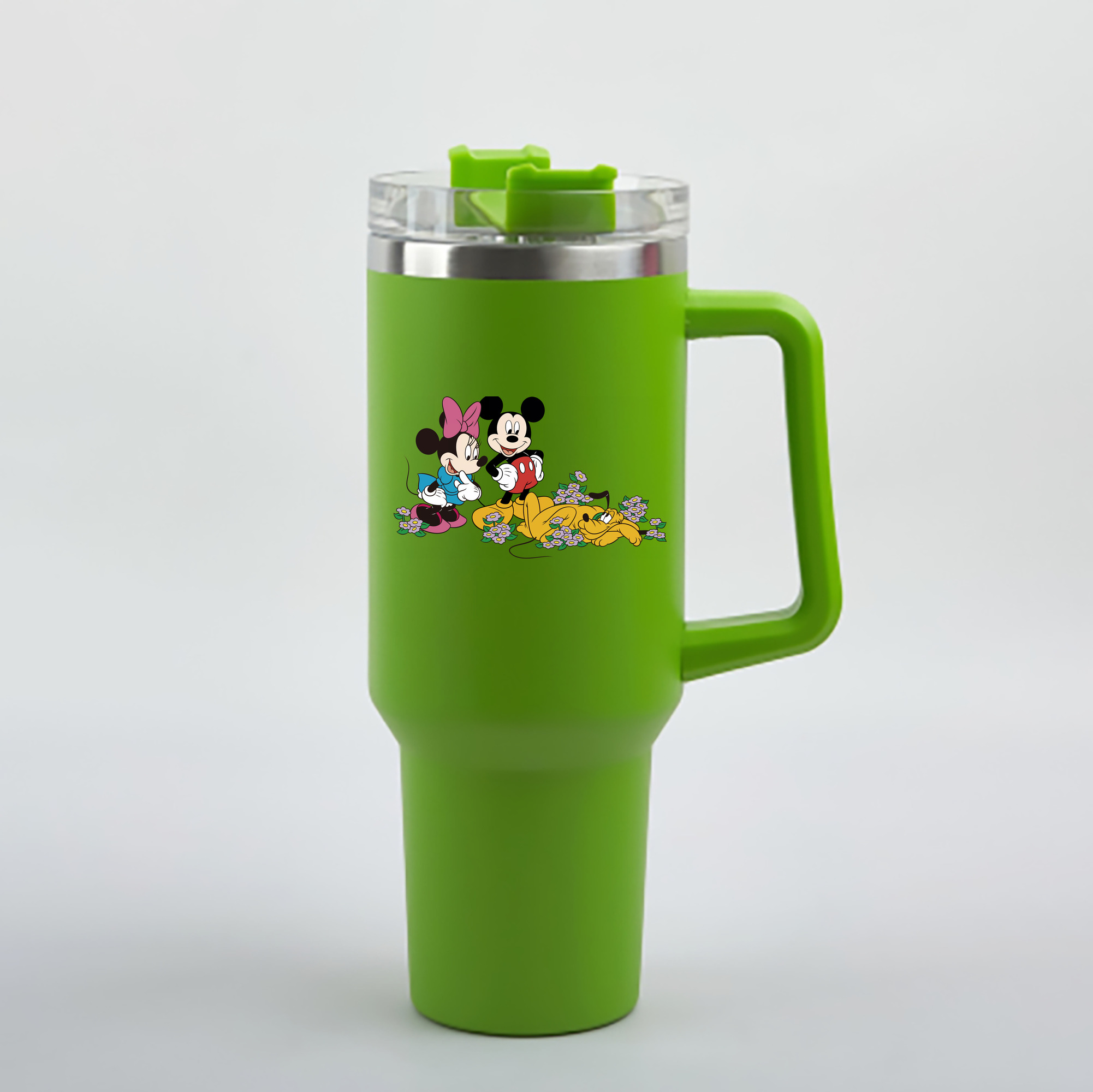 （画像用） ミッキーマウス Mickey Mouse 1200mL車用タンブラー - クリスタルステッカー（プラスチックストロー付き）